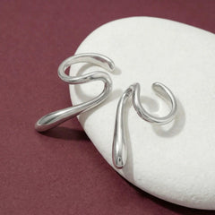 Ear Cuff No Piercing Wave Sculptural Cartilage Wrap 18K Platinum Plated Brass Gift for Her
