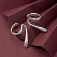 Ear Cuff No Piercing Wave Sculptural Cartilage Wrap 18K Platinum Plated Brass Gift for Her