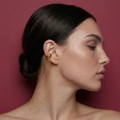Ear Cuff No Piercing Gold Chain Cascade 18K Plated Brass Cartilage Wrap Gift for Her