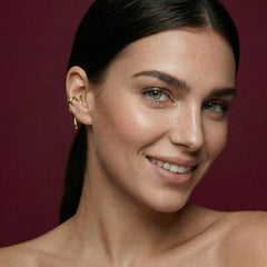 Ear Cuff No Piercing Gold Wave Cartilage Wrap 18K Plated Brass Sculptural Gift for Her