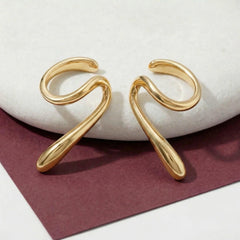 Ear Cuff No Piercing Gold Wave Cartilage Wrap 18K Plated Brass Sculptural Gift for Her