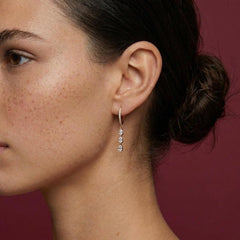 Hoop Drop Earrings Crystal Pave Huggie 18K Gold Plated Dainty Bridesmaid Gift for Her