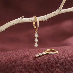 Hoop Drop Earrings Crystal Pave Huggie 18K Gold Plated Dainty Bridesmaid Gift for Her