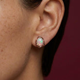 Stud Earrings Fire Opal Rose Gold Plated 925 Sterling Silver October Birthstone Gift for Her
