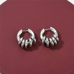 Huggie Hoop Earrings Twisted Croissant 18K Platinum Plated Brass Chunky Small Hoops Gift for Her
