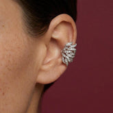 Ear Cuff No Piercing Crystal Leaf Silver Plated Wrap Wedding Everyday Gift