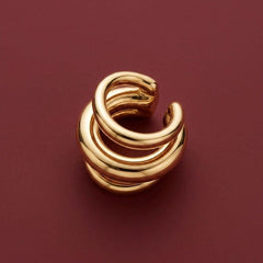 Ear Cuff No Piercing Gold Triple Band Chunky Brass Gold Plated Cartilage Wrap Gift