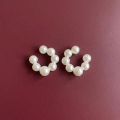 Ear Cuff No Piercing Pearl Cluster Cartilage Wrap 18K Platinum Plated Wedding Gift