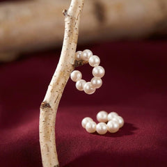 Ear Cuff No Piercing Pearl Cluster Cartilage Wrap 18K Platinum Plated Wedding Gift