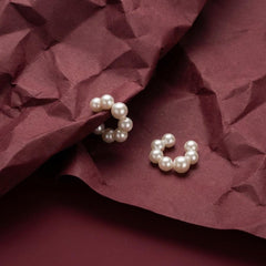 Ear Cuff No Piercing Pearl Cluster Cartilage Wrap 18K Platinum Plated Wedding Gift