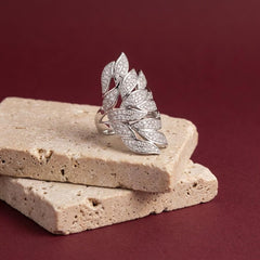 Ear Cuff No Piercing Crystal Leaf Silver Plated Wrap Wedding Everyday Gift