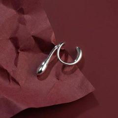 Ear Cuff No Piercing Silver Sculptural Teardrop Drop Brass Silver Plated Gift for Her