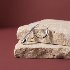 Ear Cuff No Piercing Silver Sculptural Teardrop Drop Brass Silver Plated Gift for Her