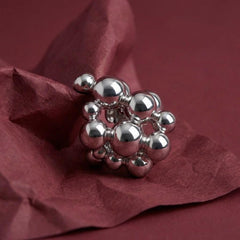 Ear Cuff Silver Sphere Cluster No Piercing Cartilage Wrap Sculptural Modern Gift for Her