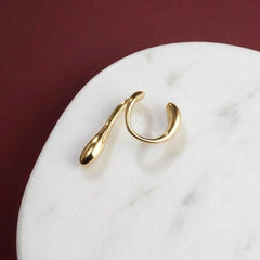 Ear Cuff No Piercing Gold Teardrop Sculptural Conch Wrap Brass Statement Gift for Her