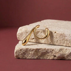 Ear Cuff No Piercing Gold Teardrop Sculptural Conch Wrap Brass Statement Gift for Her