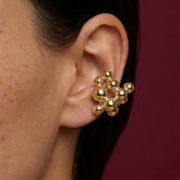 Ear Cuff No Piercing Gold Sphere Cluster Sculptural Wrap Brass Plated Gift for Her