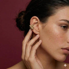 Ear Cuff No Piercing Gold Sphere Cluster Sculptural Wrap Brass Plated Gift for Her