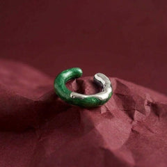 Ear Cuff No Piercing Malachite Green Gold Plated Brass Sculptural Cartilage Gift