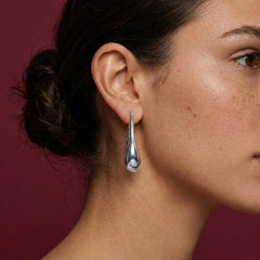 Drop Earrings Silver Plated Sculptural Dangle Statement Asymmetric Modern Gift for Her