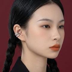 Ear Cuff No Piercing Gold Quilted Crystal Pave Band Cartilage Wrap Brass Gift for Her