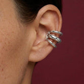 Ear Cuff No Piercing Silver Triple Band Chunky Cartilage Wrap Brass Silver Plated Gift