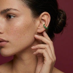 Ear Cuff No Piercing Green Malachite Gold Plated Cartilage Wrap Statement Gift for Her