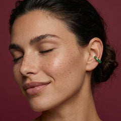 Ear Cuff No Piercing Green Malachite Gold Plated Cartilage Wrap Statement Gift for Her