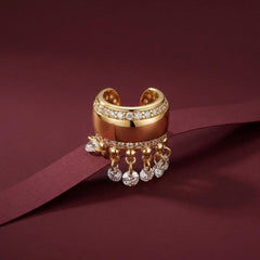 Ear Cuff Crystal Chain Tassel Gold Pave Cartilage Wrap No Piercing Brass Gift for Her