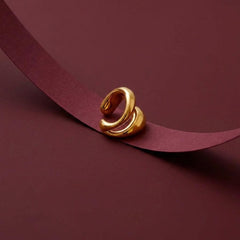 Ear Cuff No Piercing Gold Sculptural Double Band Cartilage Wrap Brass Plated Gift for Her