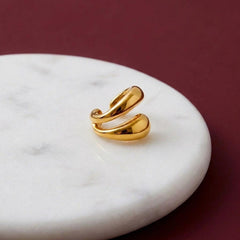 Ear Cuff No Piercing Gold Sculptural Double Band Cartilage Wrap Brass Plated Gift for Her
