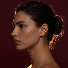Ear Cuff No Piercing Gold Sculptural Double Band Cartilage Wrap Brass Plated Gift for Her