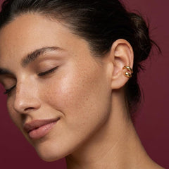 Ear Cuff No Piercing Gold Sculptural Double Band Cartilage Wrap Brass Plated Gift for Her