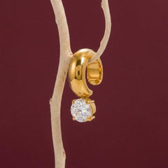 Ear Cuff No Piercing Crystal Solitaire Gold Cartilage Wrap Brass Plated Gift for Her