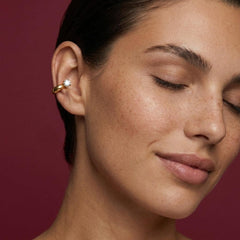 Ear Cuff No Piercing Crystal Solitaire Gold Cartilage Wrap Brass Plated Gift for Her