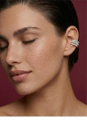 Ear Cuff Pearl Crystal No Piercing Silver Cartilage Wrap Brass Plated Gift for Her