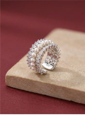 Ear Cuff Pearl Crystal No Piercing Silver Cartilage Wrap Brass Plated Gift for Her