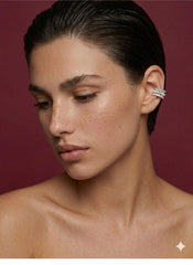 Ear Cuff Pearl Crystal No Piercing Silver Cartilage Wrap Brass Plated Gift for Her