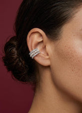 Ear Cuff Pearl Crystal No Piercing Silver Cartilage Wrap Brass Plated Gift for Her