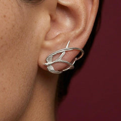 Ear Cuff No Piercing Silver Swallow Bird Flight Wrap Brass Plated Nature Gift for Her