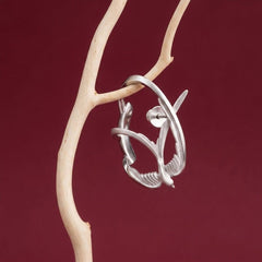 Ear Cuff No Piercing Silver Swallow Bird Flight Wrap Brass Plated Nature Gift for Her