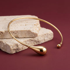 Collar Necklace Gold Teardrop Asymmetrical Torque Choker Statement Wire Sculptural Gift