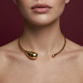 Collar Necklace Gold Teardrop Asymmetrical Torque Choker Statement Wire Sculptural Gift