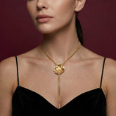 Lariat Necklace Pearl Flower Gold Tassel Y-Drop Chain Wedding Bridal Statement Gift