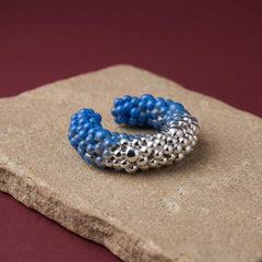Ear Cuff No Piercing Crystal Pave Blue Gradient Cartilage Wrap Brass Silver Plated
