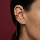 Ear Cuff No Piercing Gold Chain Tassel Beaded Bands Cartilage Wrap Brass Plated Gift