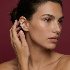 Ear Cuff No Piercing Crystal Gold Cartilage Wrap Brass Plated Statement Gift for Her