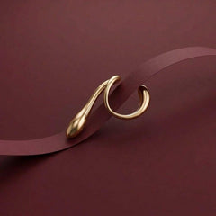 Ear Cuff No Piercing Gold Teardrop Sculptural Conch Wrap Brass Statement Gift for Her