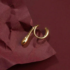 Ear Cuff No Piercing Gold Teardrop Sculptural Conch Wrap Brass Statement Gift for Her