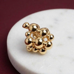Ear Cuff No Piercing Gold Sphere Cluster Sculptural Wrap Brass Plated Gift for Her